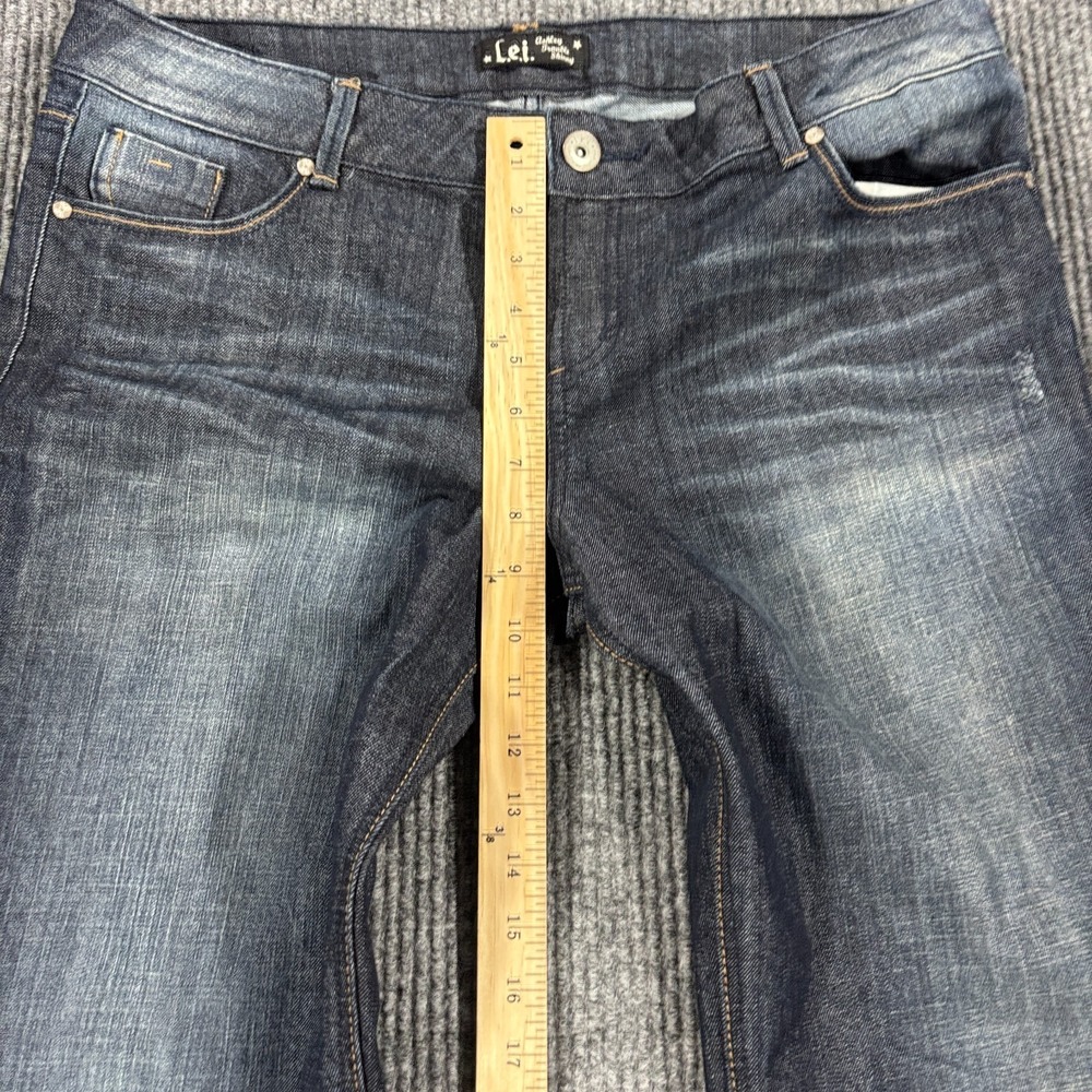 L.e.i.‎ Ashley Trouble Skinny Jeans Junior 17 Blue Indigo Denim Embroidered - Picture 5 of 16